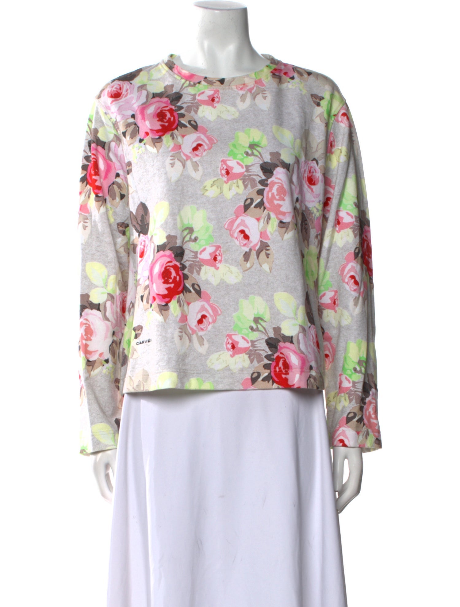 Carven Floral Print Bateau Neckline Blouse