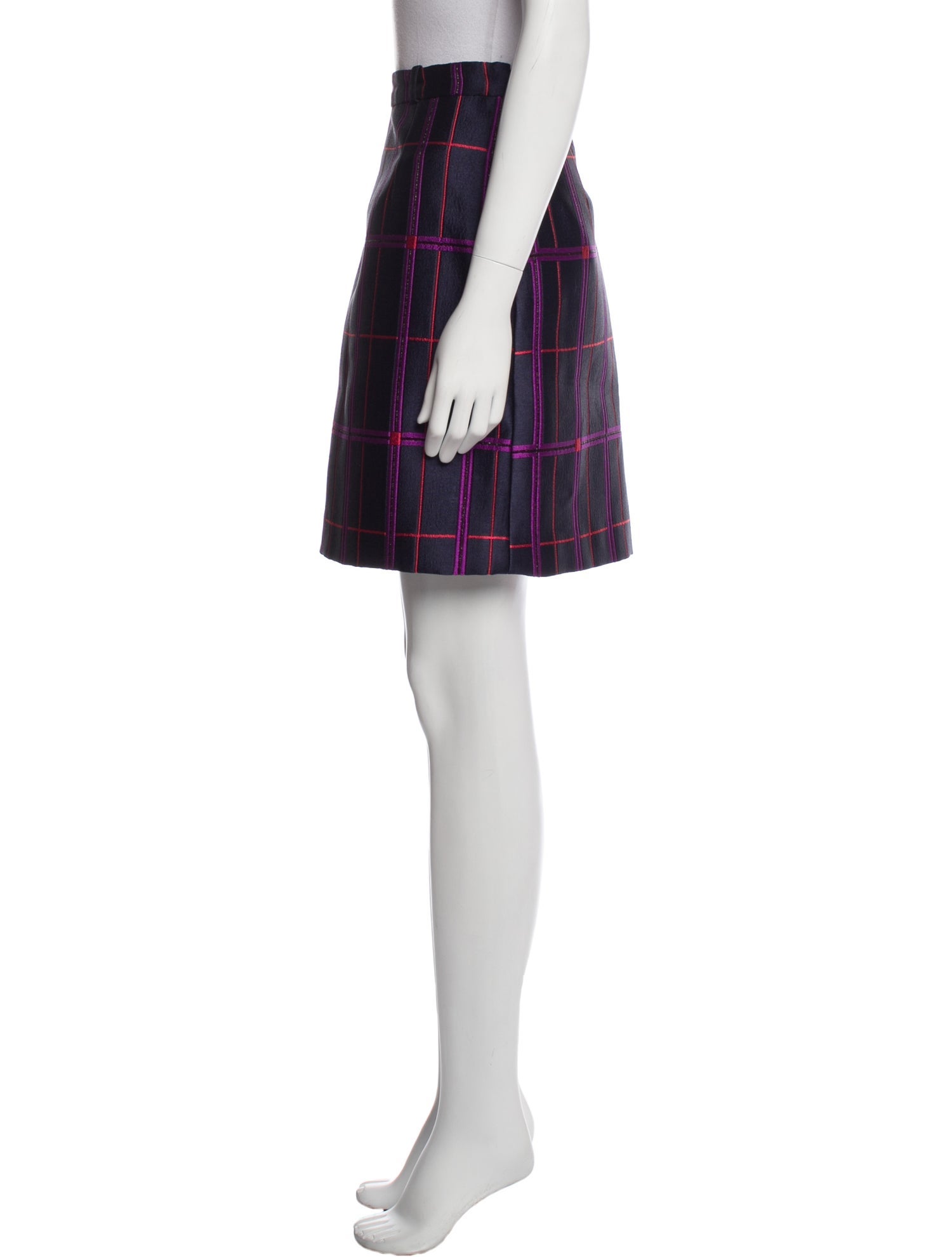 Carven Plaid Print Mini Skirt