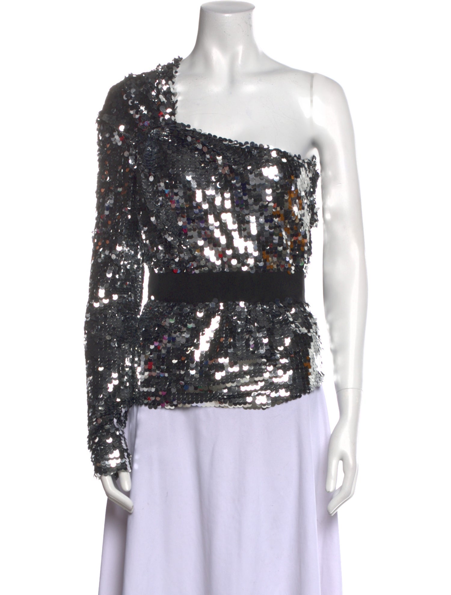 Carven Patterned One-Shoulder Top