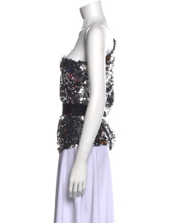 Carven Patterned One-Shoulder Top