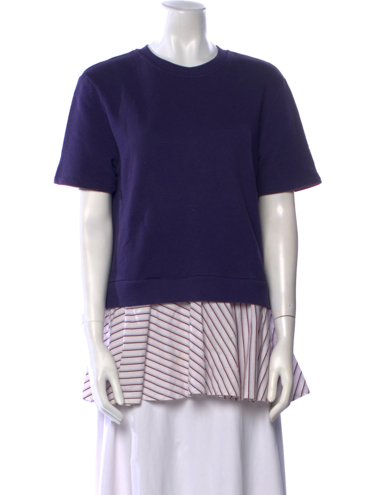 Carven Colorblock Pattern Crew Neck T-Shirt