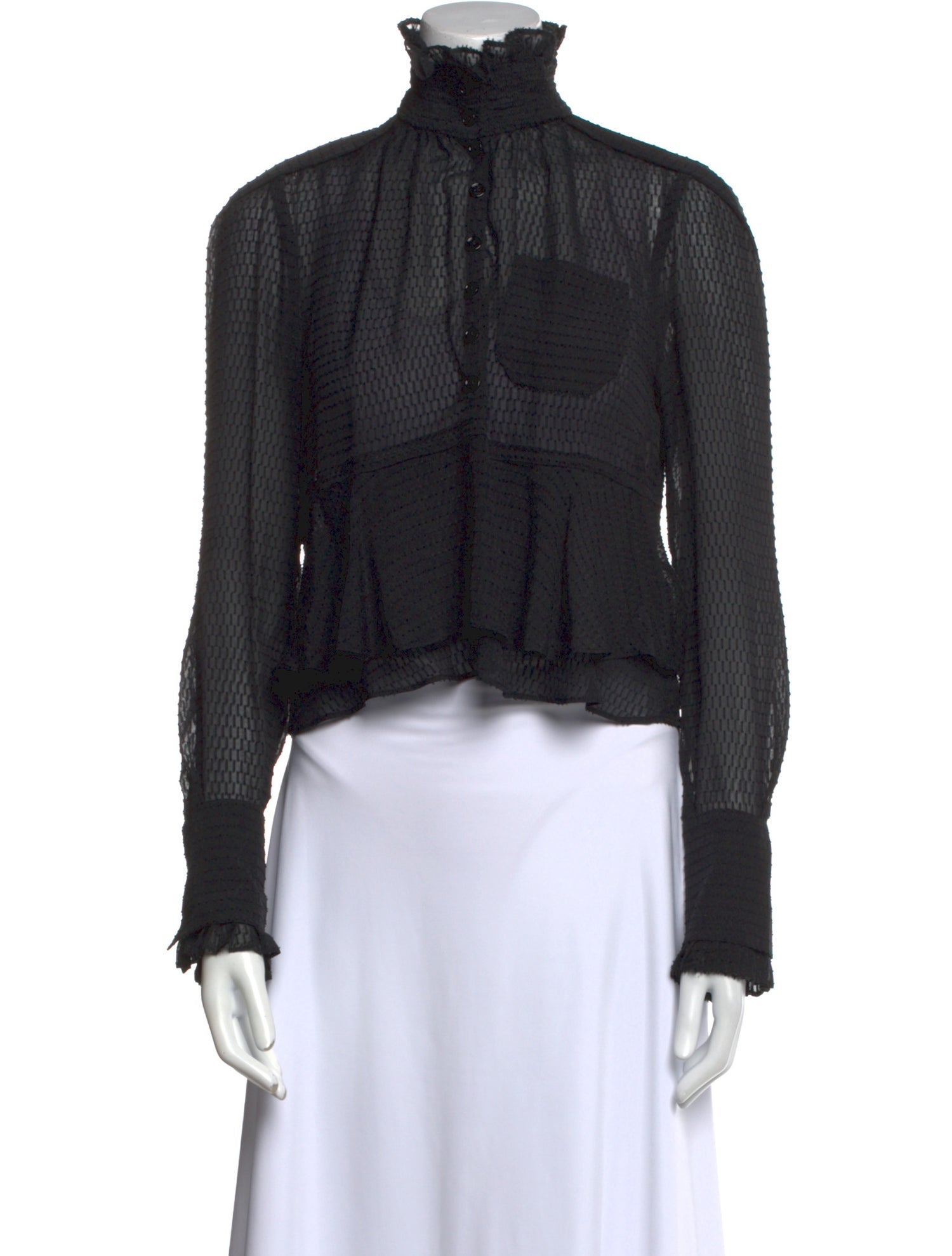 Carven Silk Mock Neck Crop Top