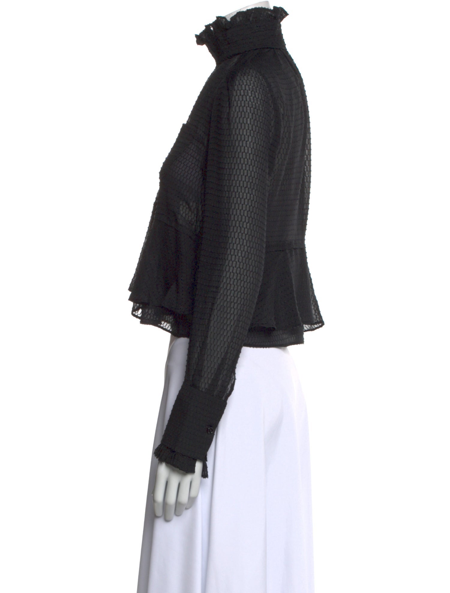 Carven Silk Mock Neck Crop Top