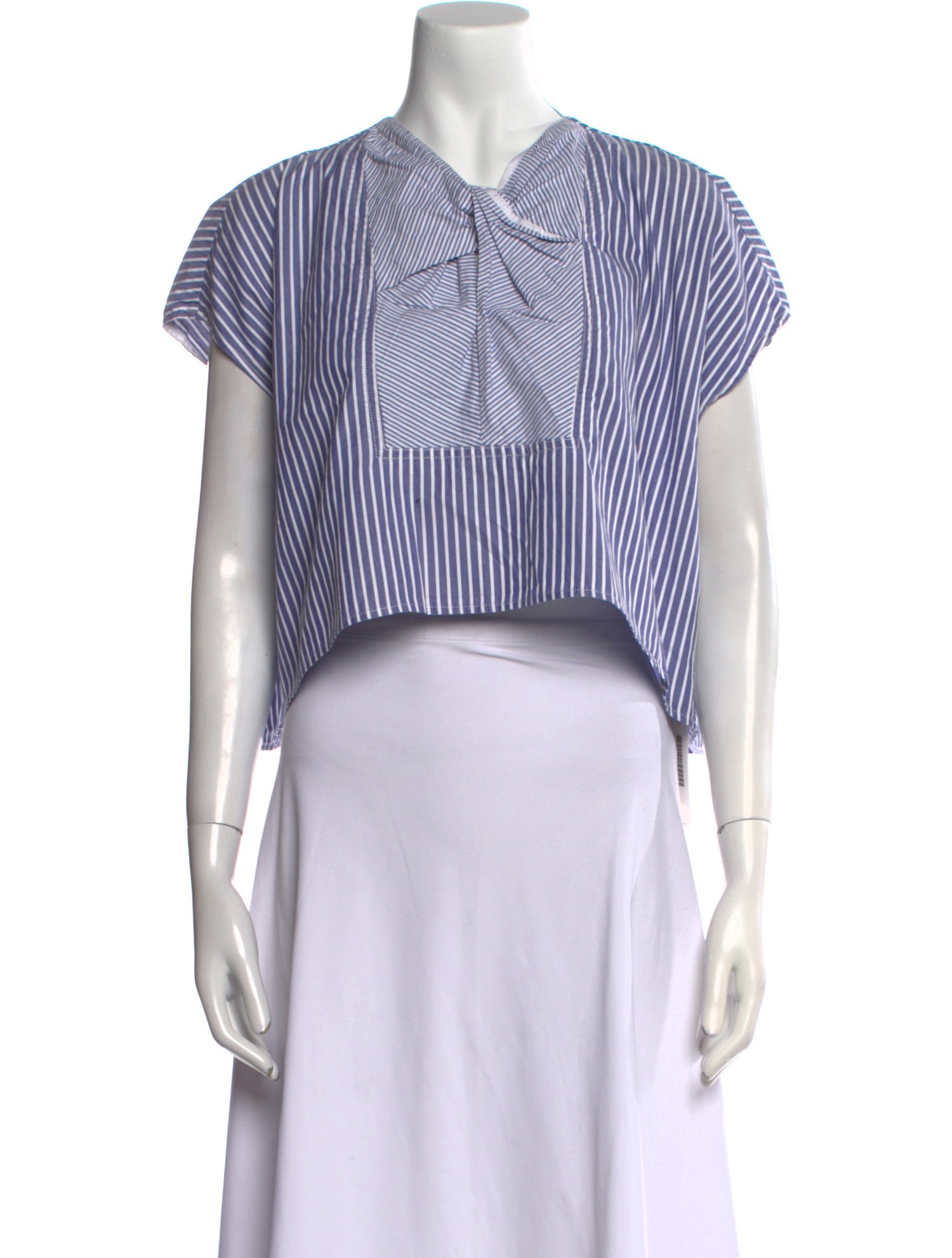 Carven Striped V-Neck Crop Top