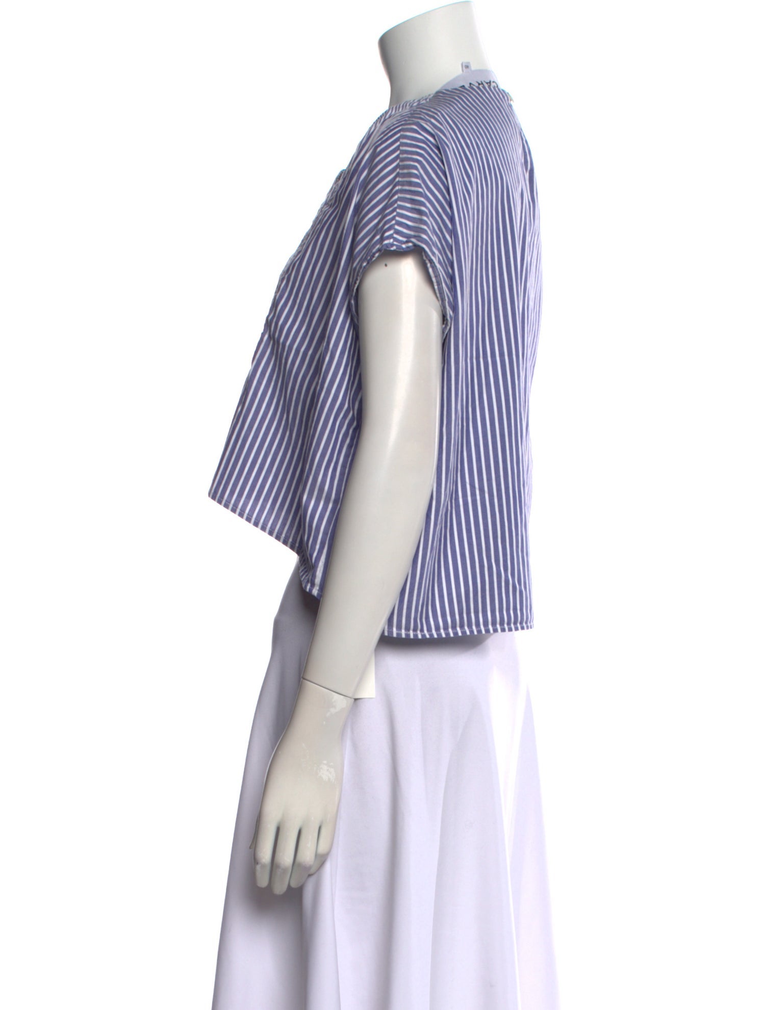 Carven Striped V-Neck Crop Top