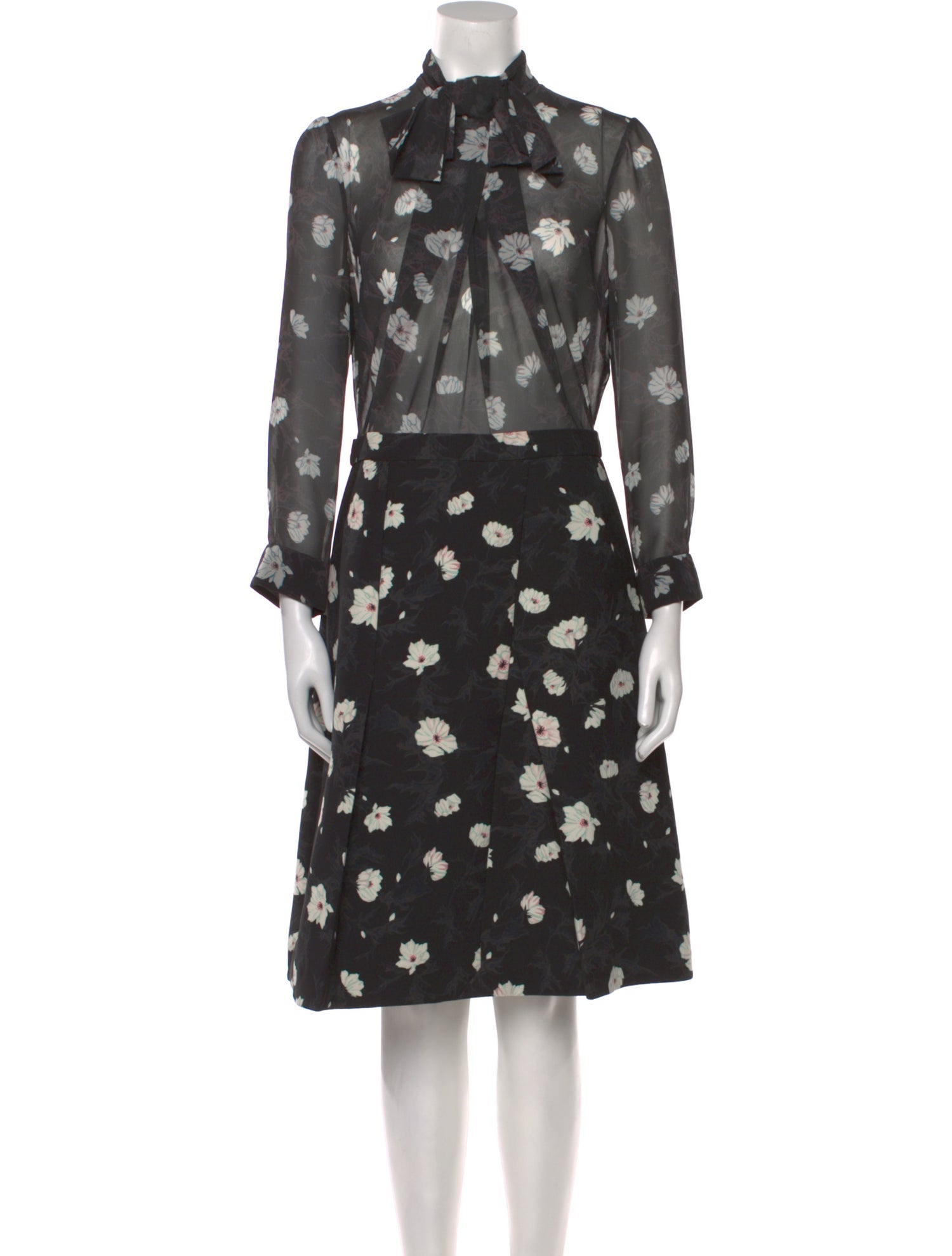 Carven Floral Print Knee-Length Dress