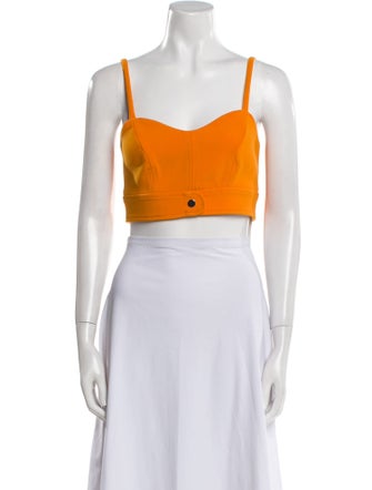 Carven Square Neckline Sleeveless Crop Top