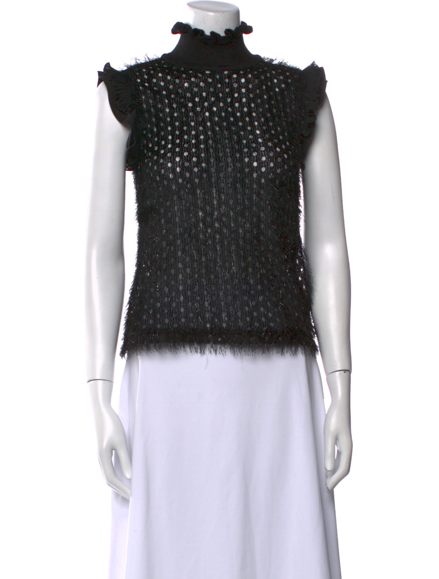 Carven Turtleneck Sleeveless Crop Top