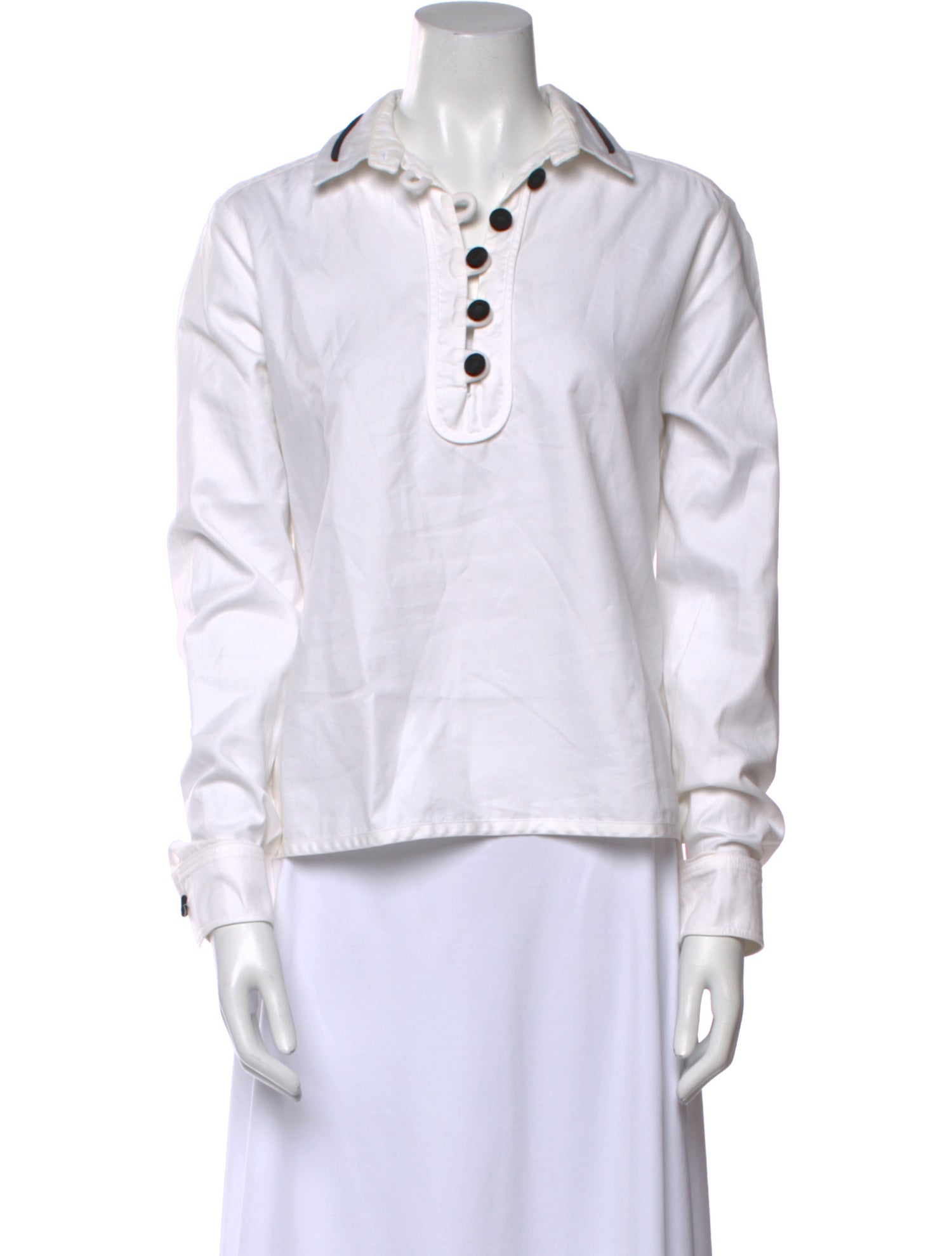 Carven V-Neck Long Sleeve Polo