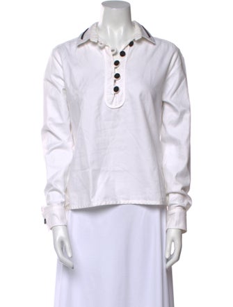 Carven V-Neck Long Sleeve Polo