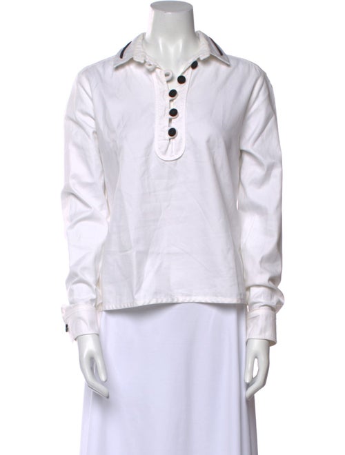 Carven V-Neck Long Sleeve Polo