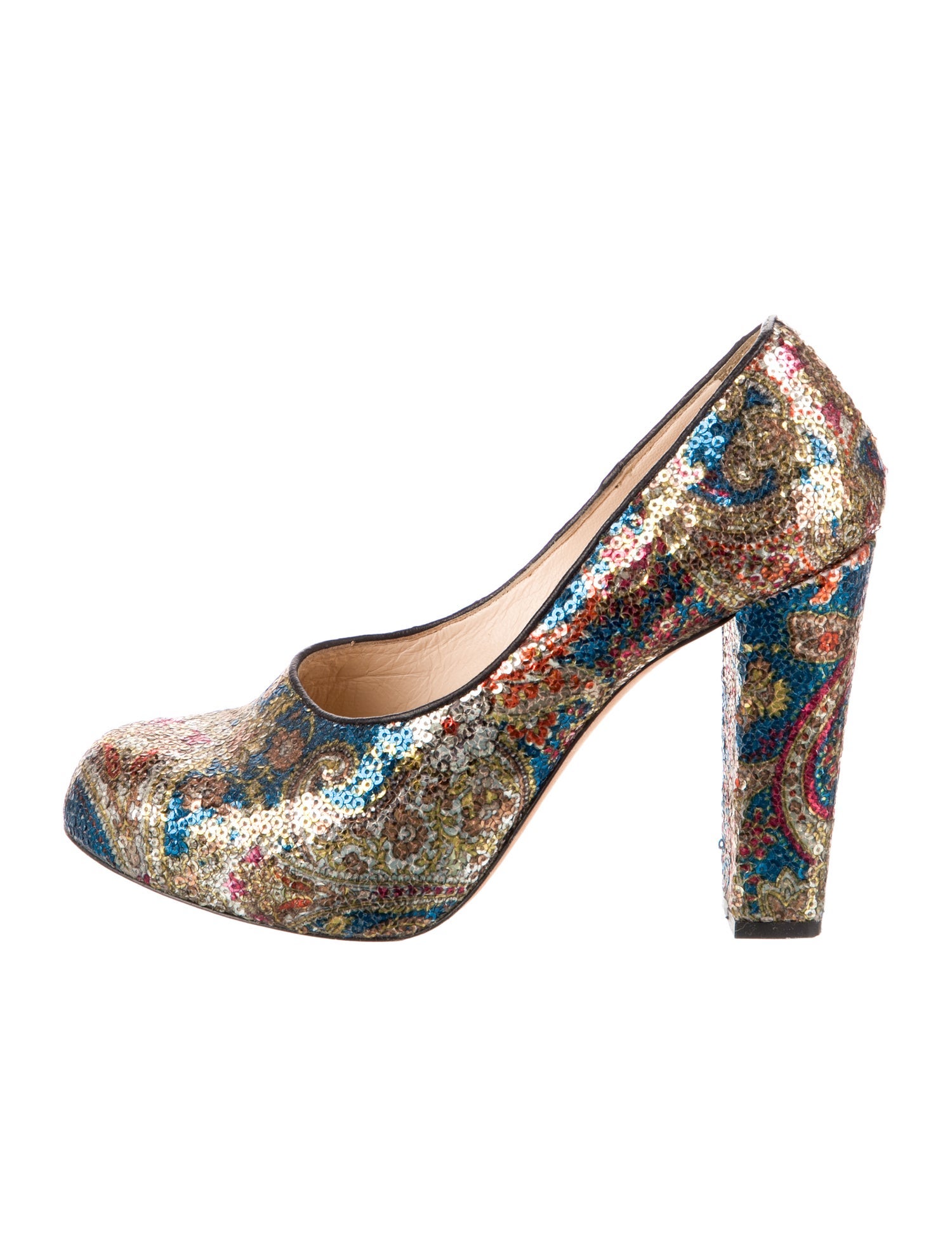Carven Sequins Paisley Print Pumps