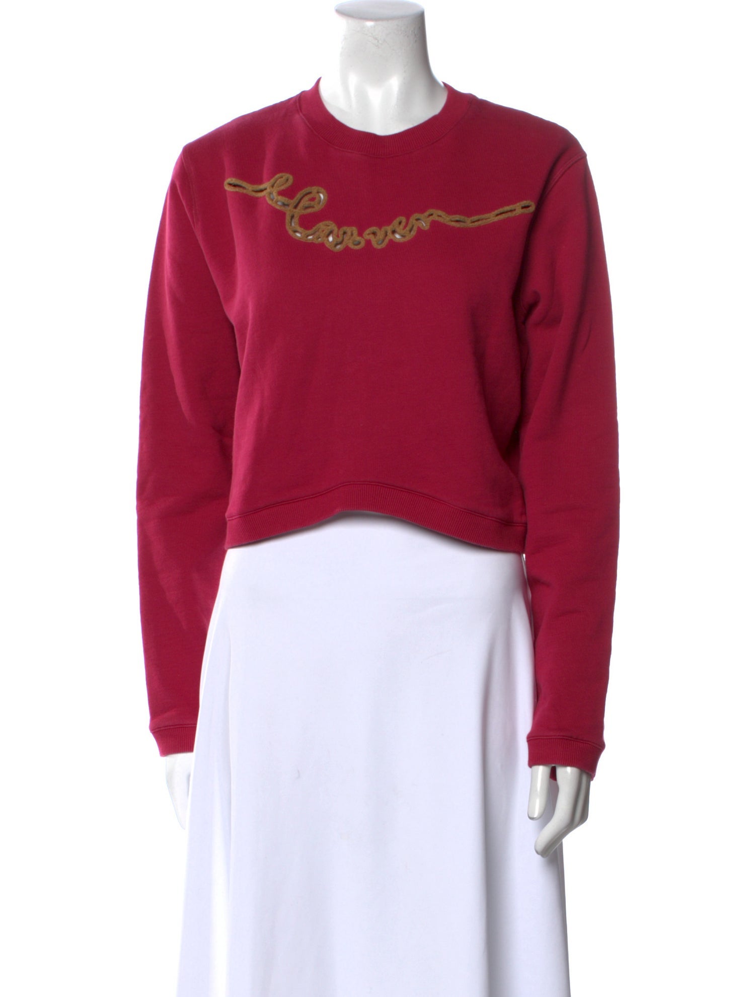 Carven Crew Neck Long Sleeve Crop Top