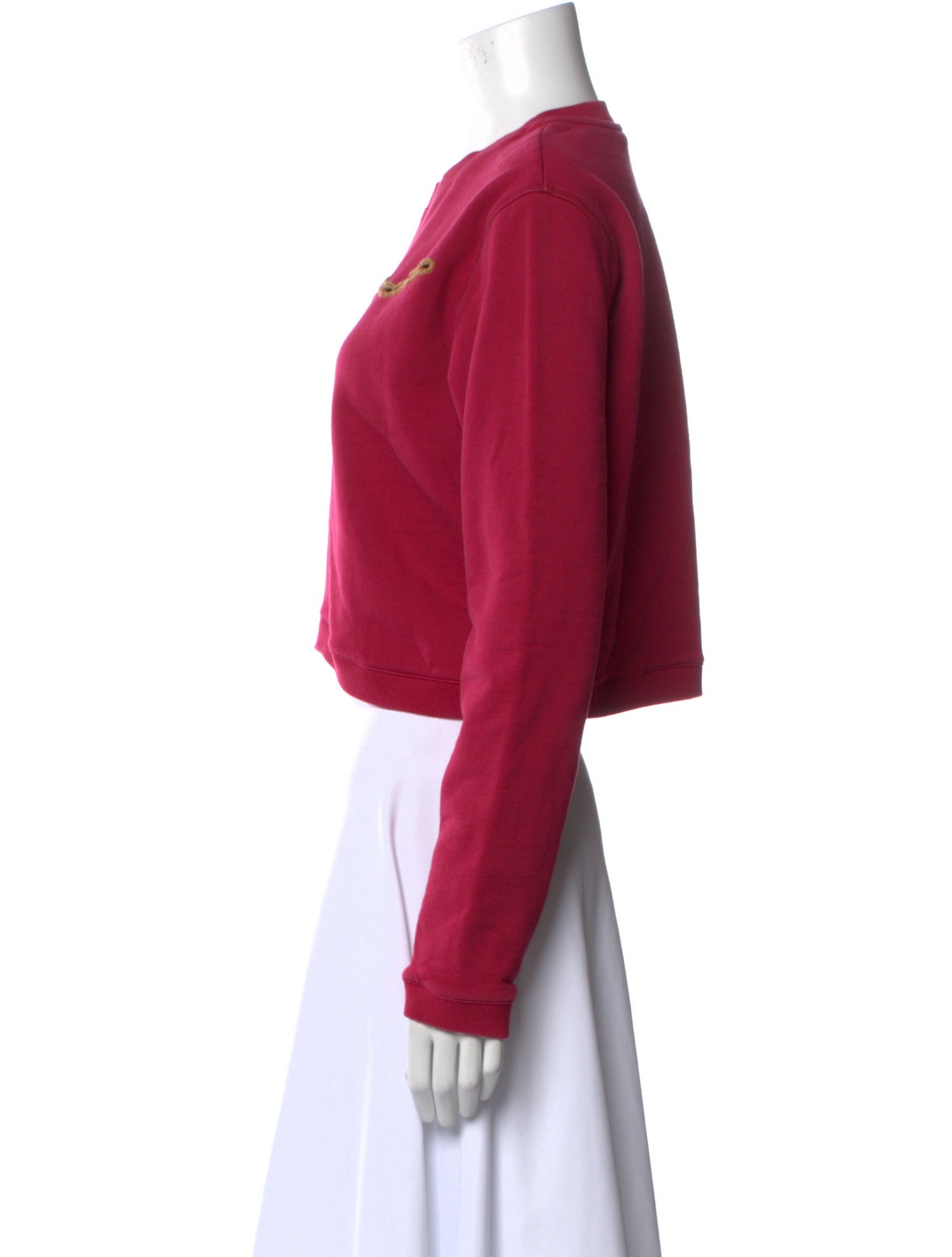 Carven Crew Neck Long Sleeve Crop Top