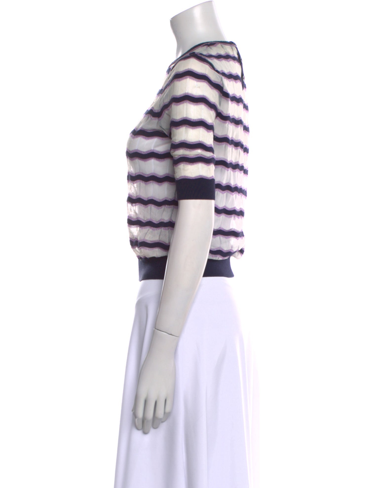 Carven Striped Crew Neck Crop Top