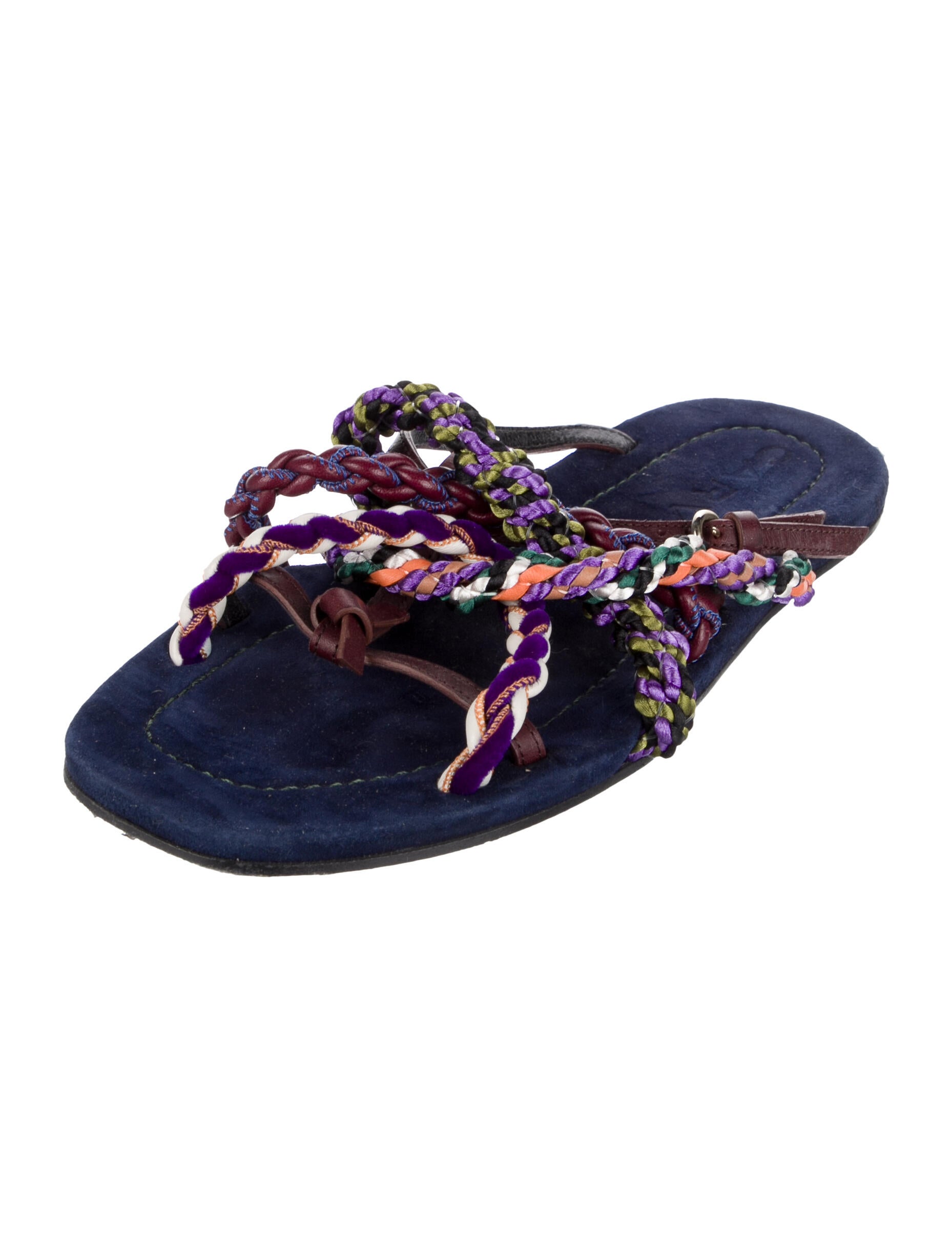 Carven Leather Floral Print Slides