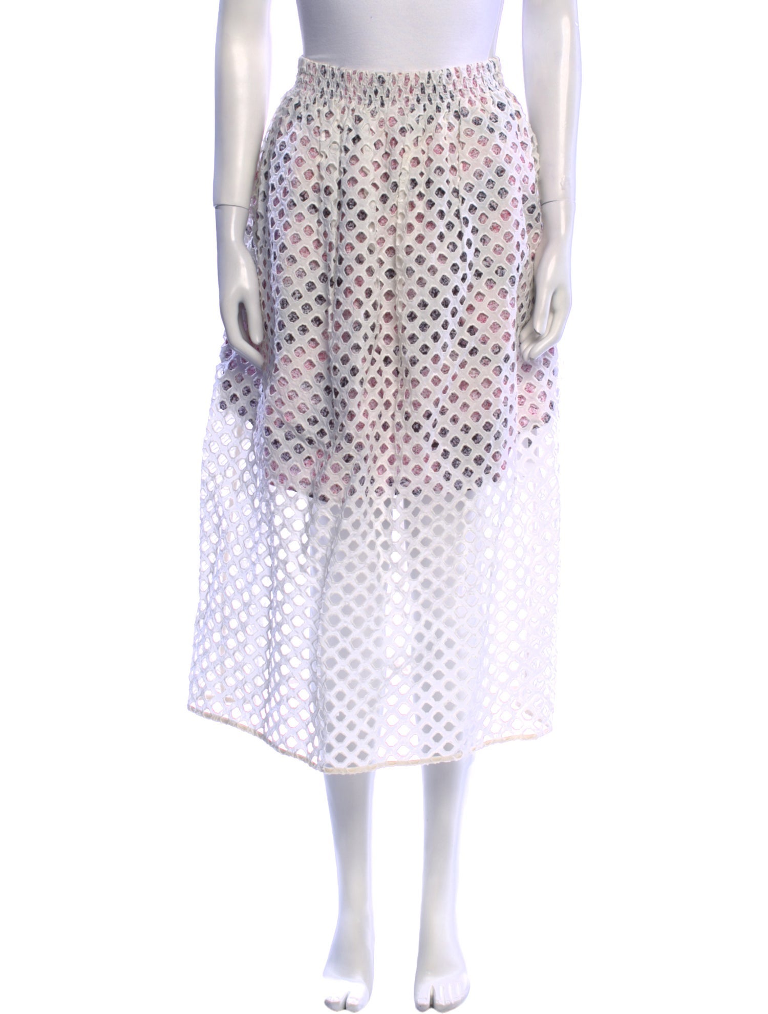 Carven Polka Dot Print Midi Length Skirt