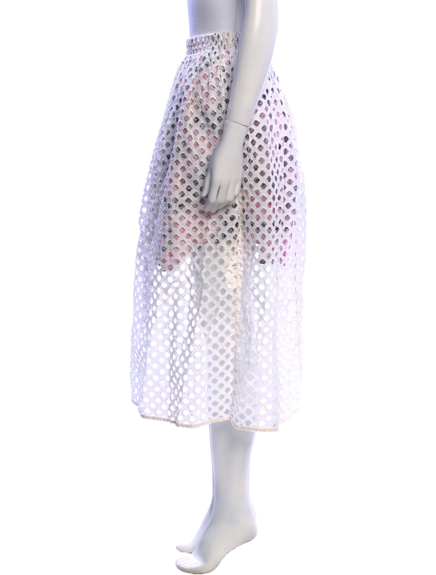 Carven Polka Dot Print Midi Length Skirt