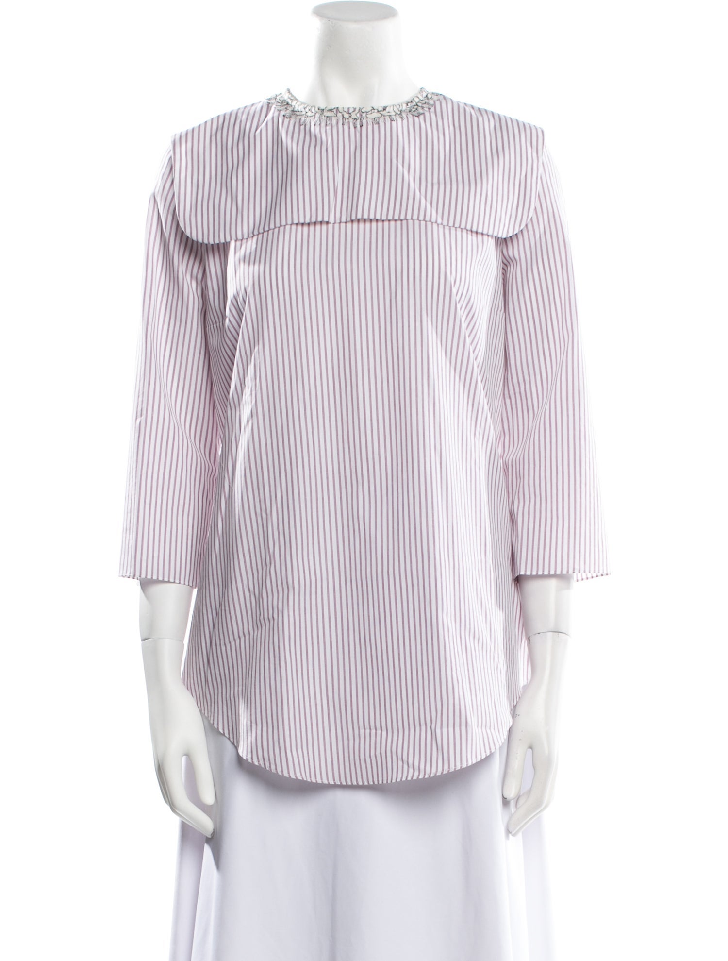 Carven Striped Bateau Neckline Blouse