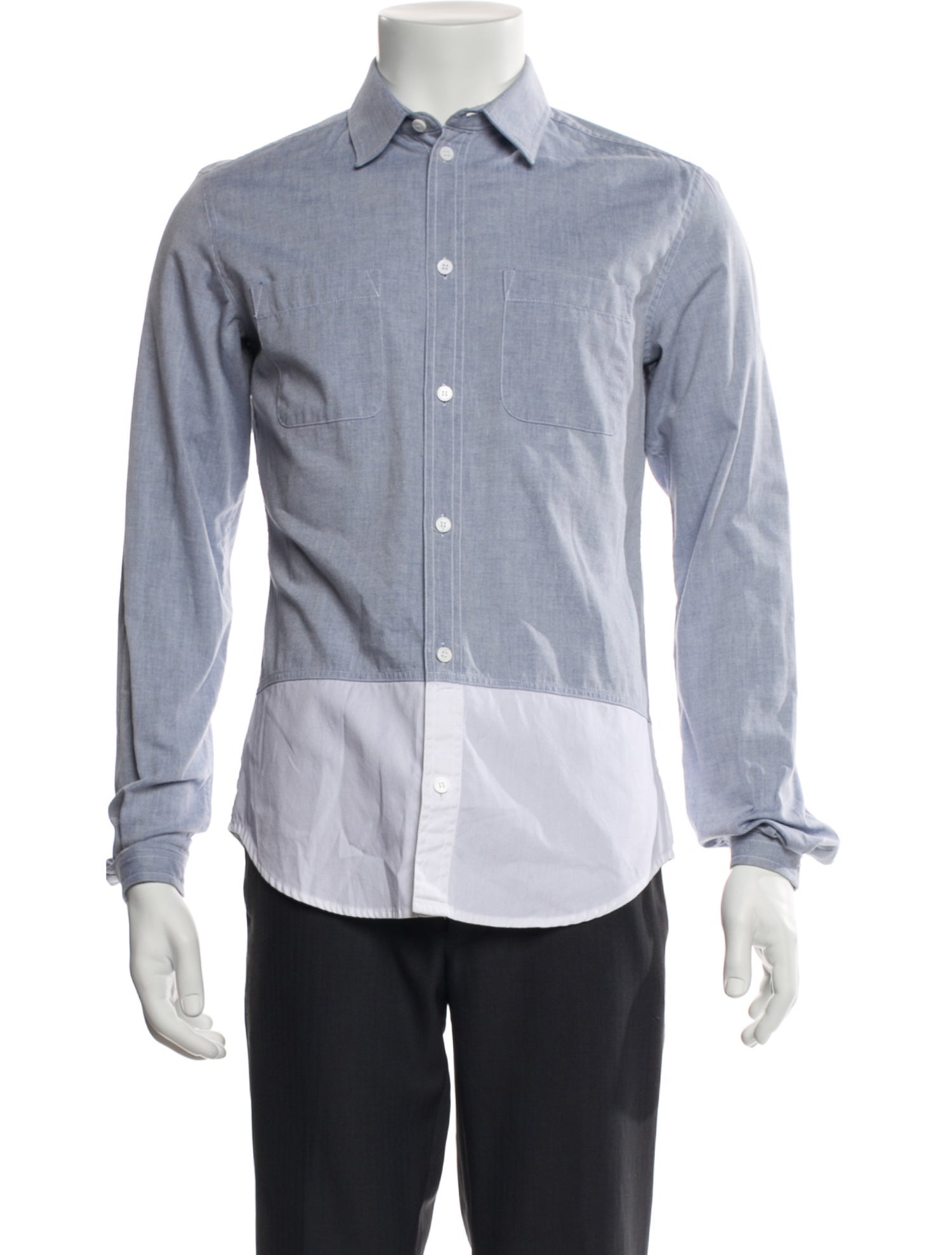 Carven Colorblock Pattern Long Sleeve Shirt