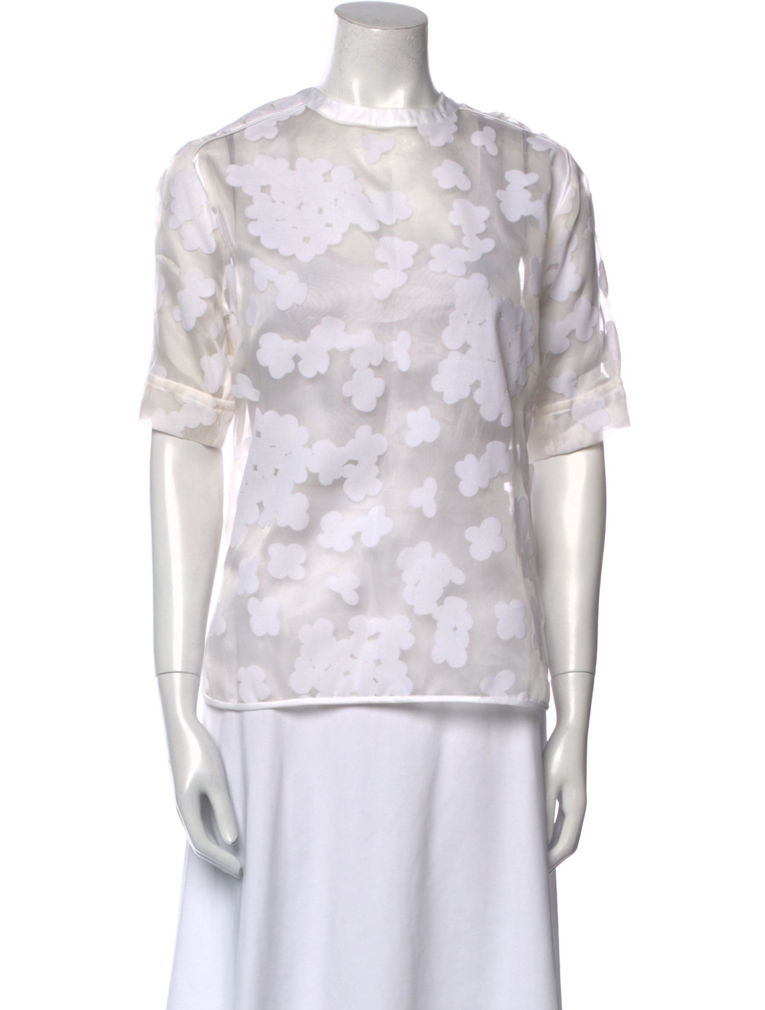 Carven Floral Print Crew Neck Blouse
