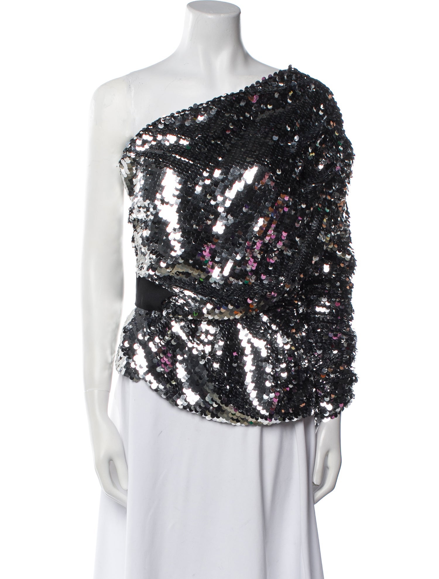 Carven One-Shoulder Long Sleeve Blouse