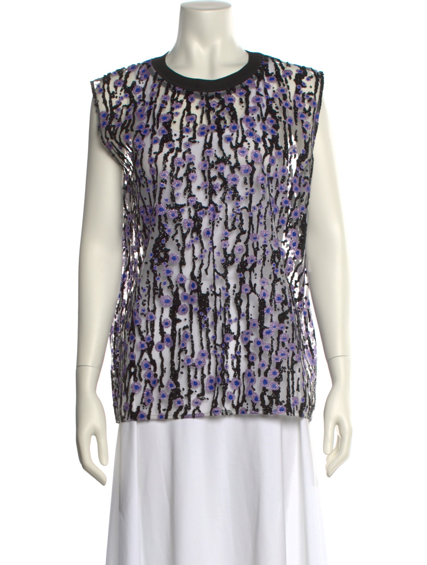 Carven Printed Crew Neck Blouse