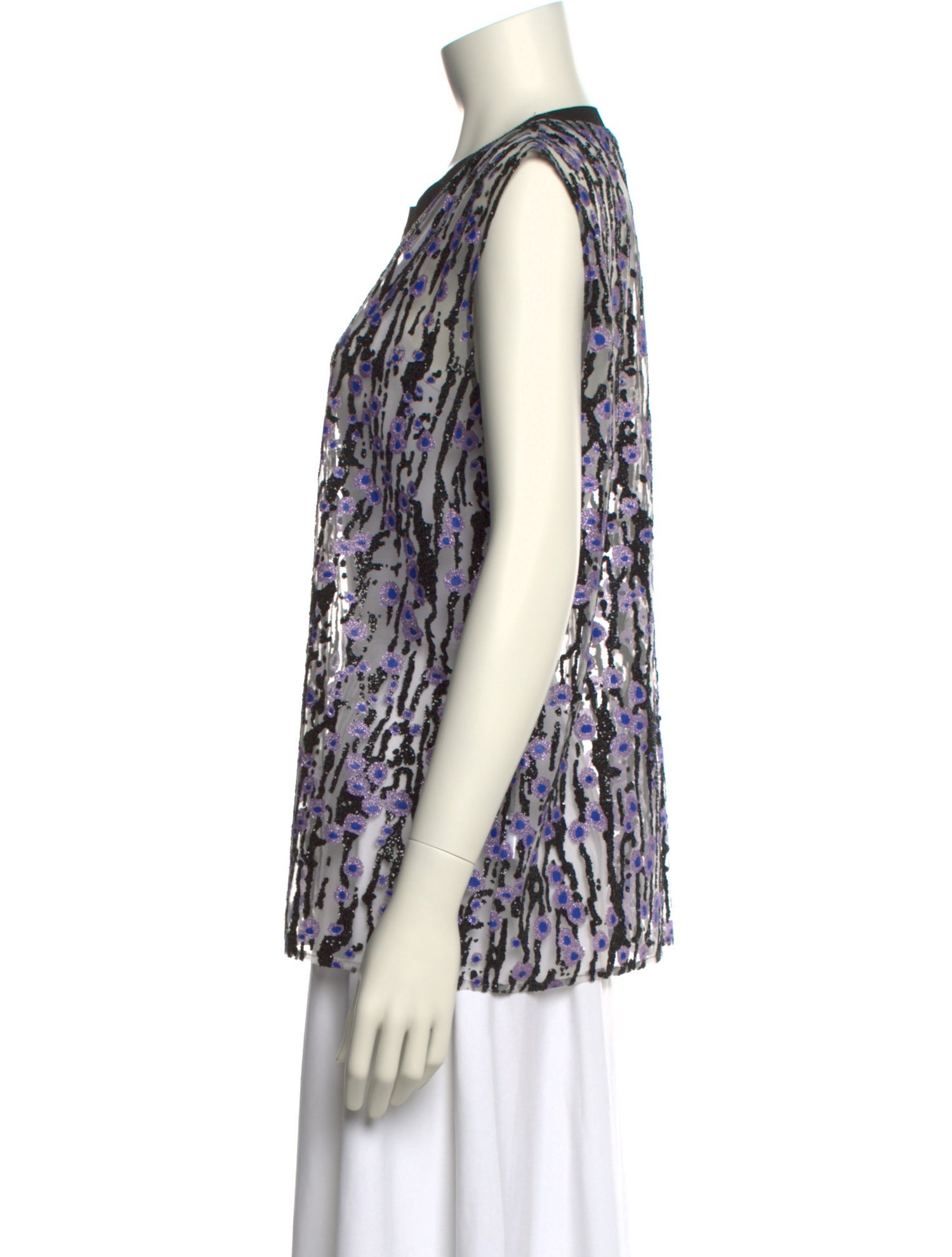 Carven Printed Crew Neck Blouse