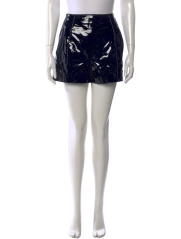Pre-owned Carven Lamb Leather Mini Shorts In Blue