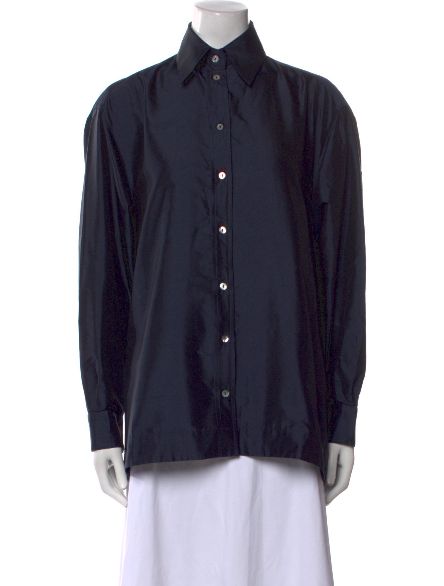 Cawley Studio Silk Long Sleeve Button-Up Top w/ Tags