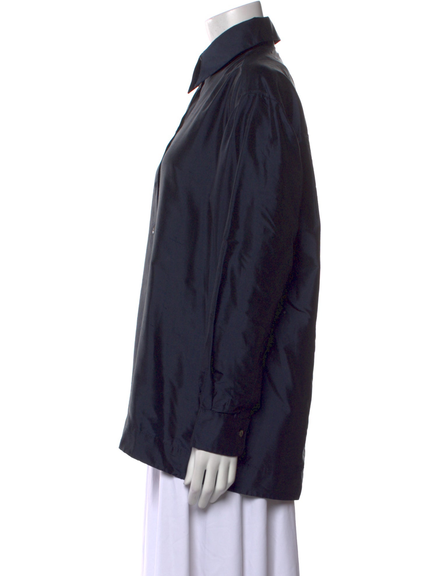 Cawley Studio Silk Long Sleeve Button-Up Top w/ Tags