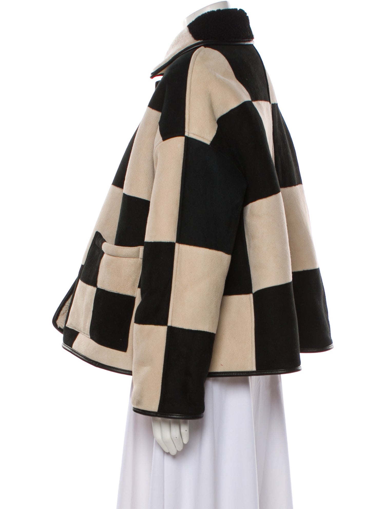 Cawley Studio Shearling Colorblock Pattern Fur Jacket w/ Tags