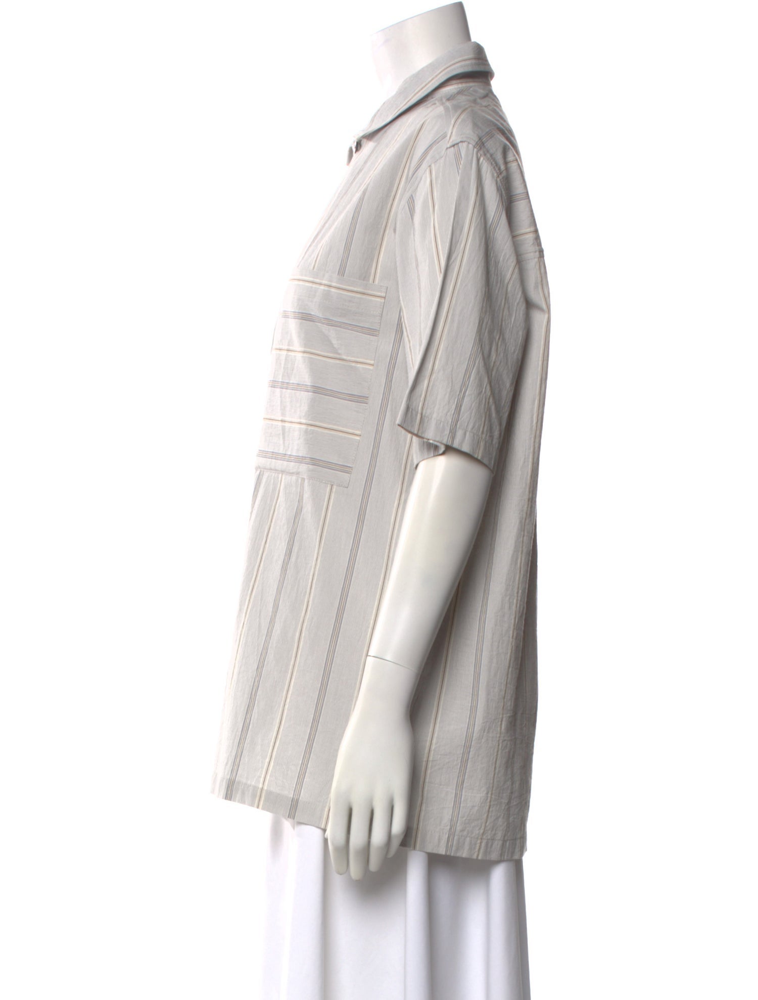 Cawley Studio Striped Short Sleeve Button-Up Top