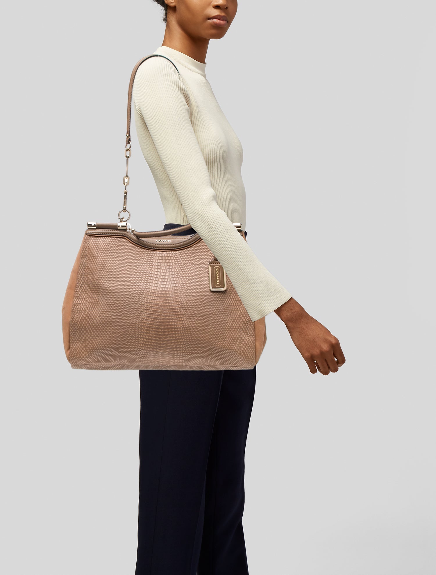 Embossed Leather Top Handle Bag