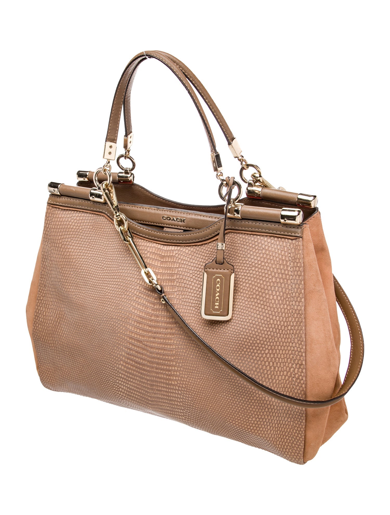 Embossed Leather Top Handle Bag