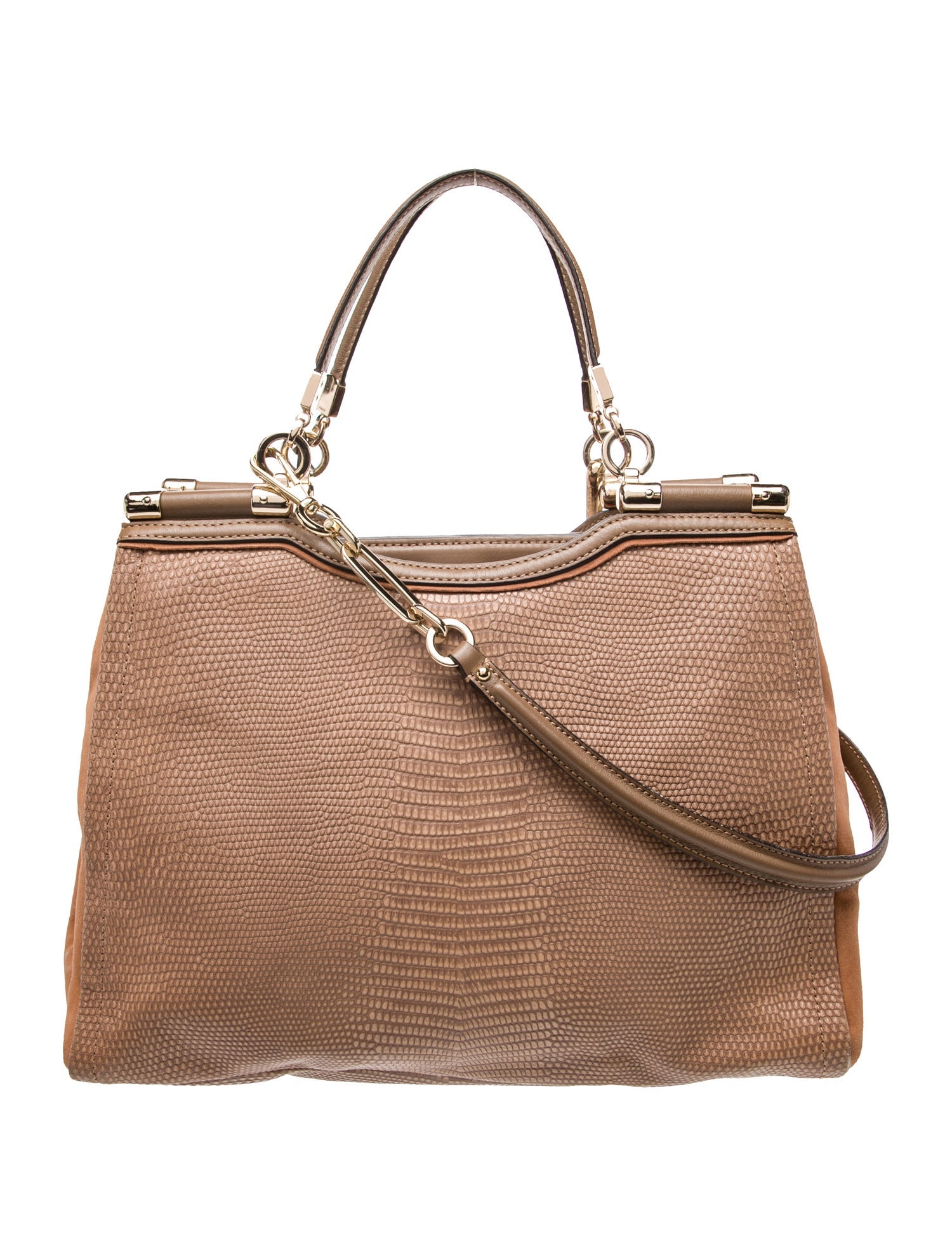 Embossed Leather Top Handle Bag