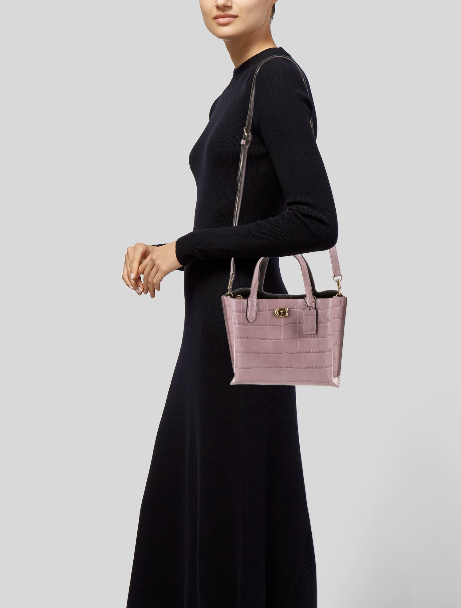 Coach Embossed Leather Top Handle Bag