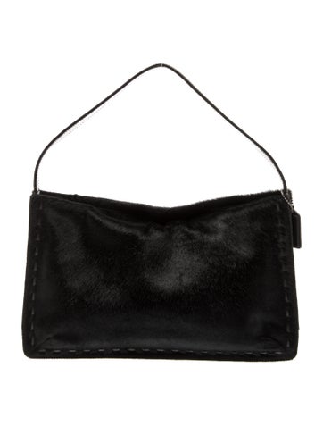 Pre-owned Coach Fur Shoulder Bag In Black