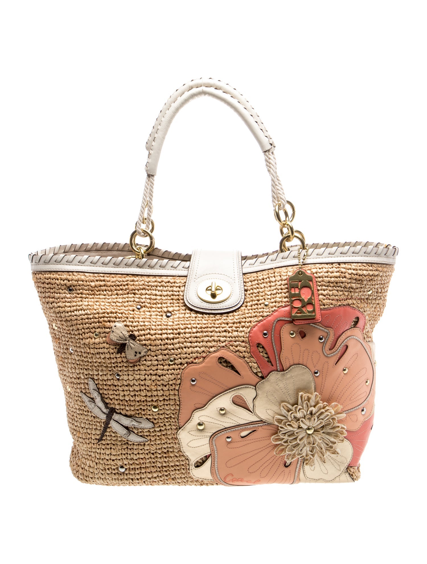 Coach Straw Top Handle Bag