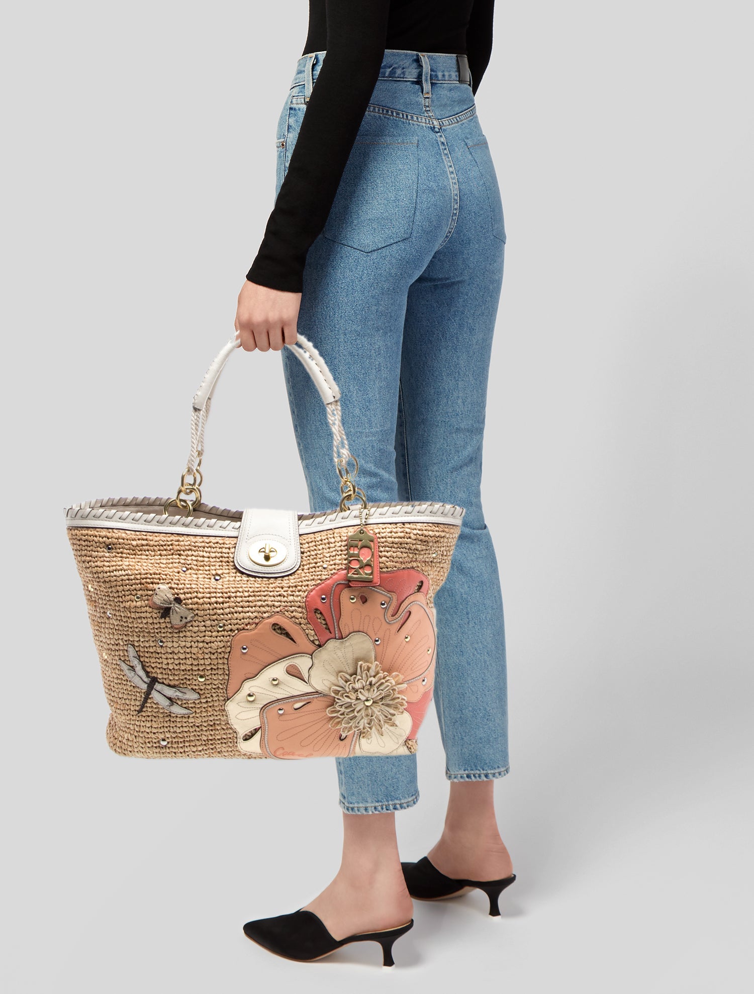 Coach Straw Top Handle Bag