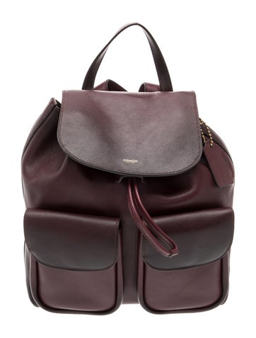 Pre-owned Coach Leather Backpack In Burgundy