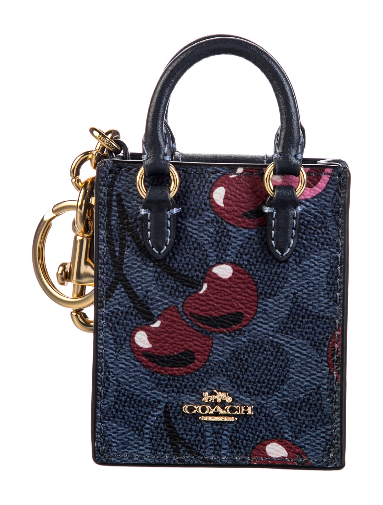Coach Blue Leather Mini Handbag Bag Charm