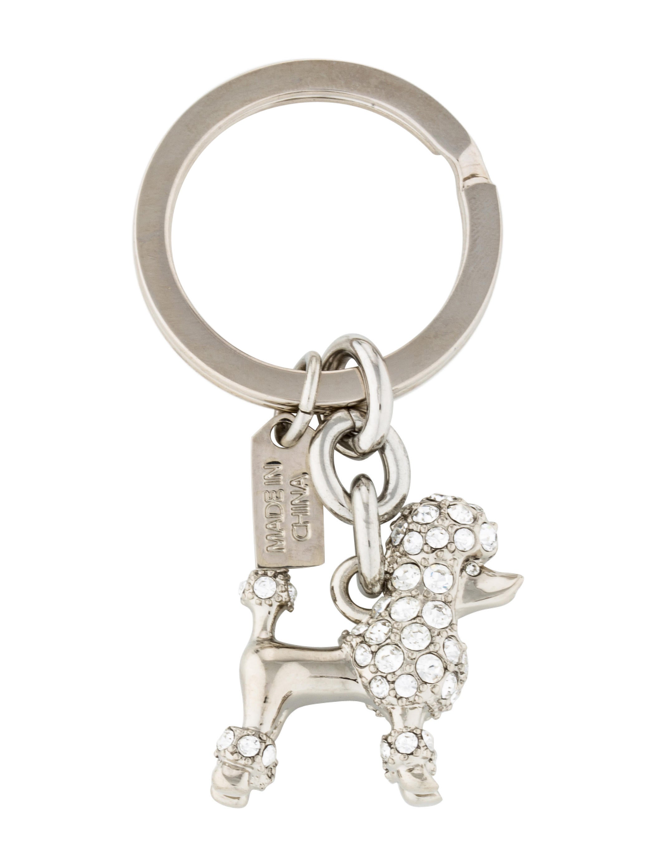 Coach Jeweled Poodle Keychain - Silver Keychains, Accessories