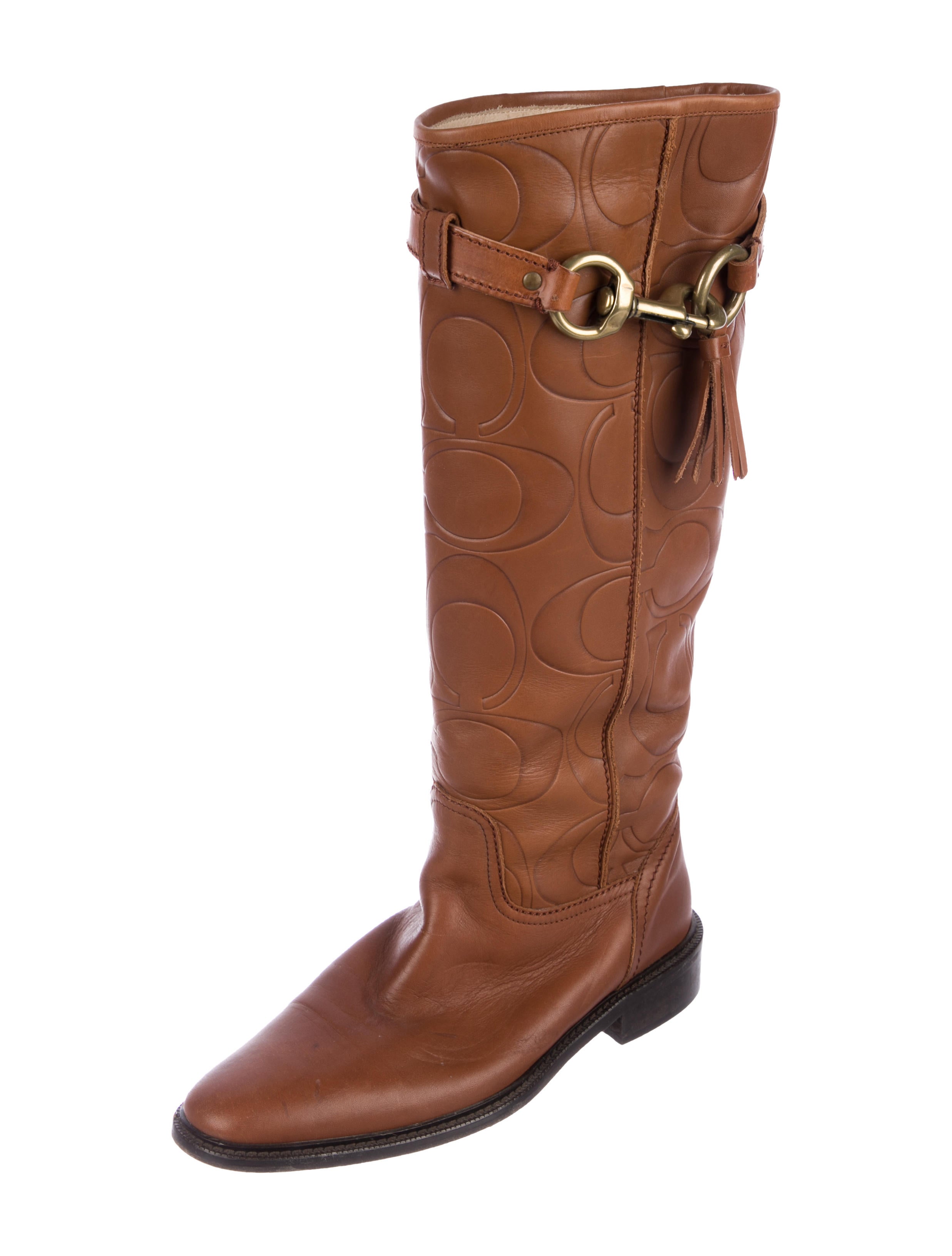 Coach Leather KneeHigh Boots Brown Boots, Shoes CCH26149 The