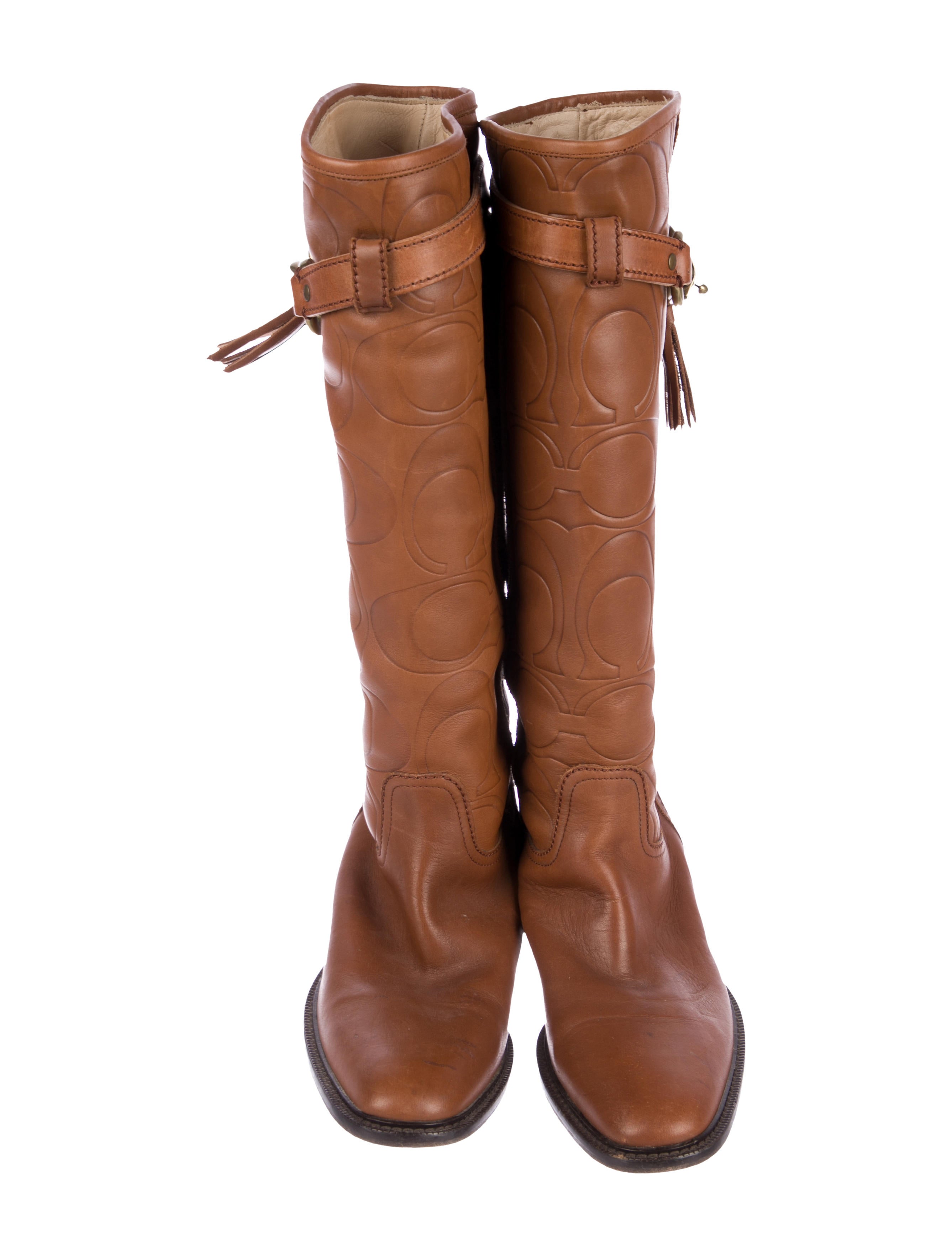 Coach Leather KneeHigh Boots Shoes CCH26149 The RealReal