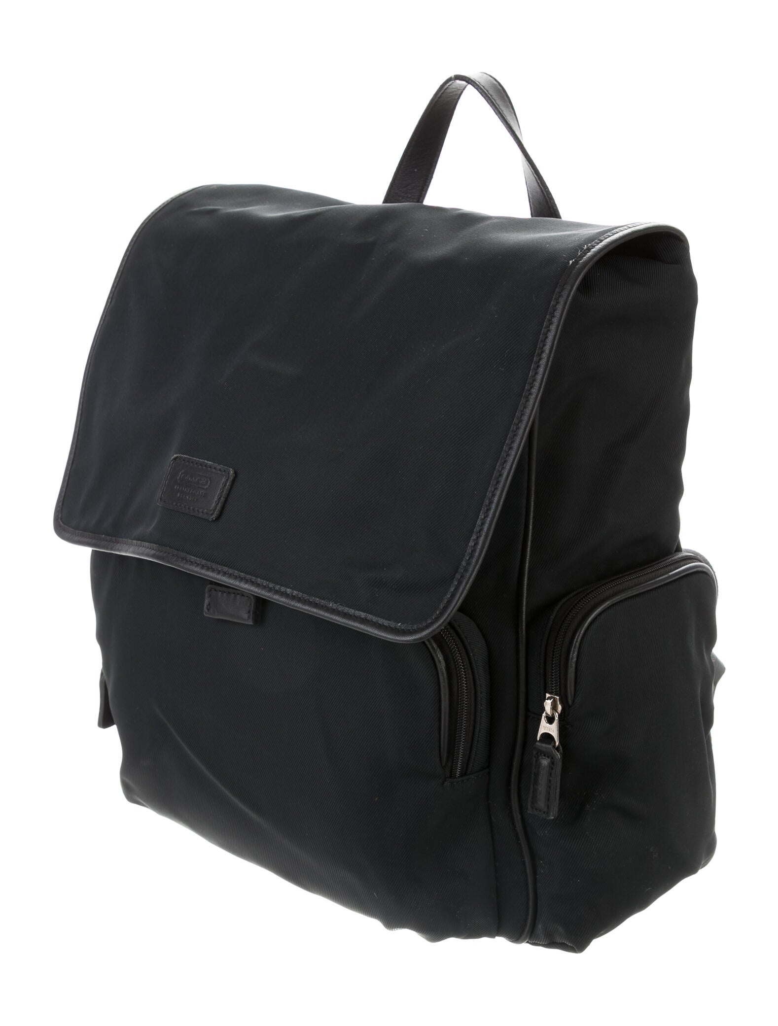 Coach Leather-Trimmed Nylon Backpack - Black Backpacks, Handbags