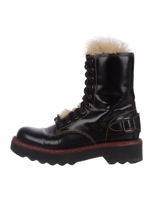 Coach Patent Leather Combat Boots Black