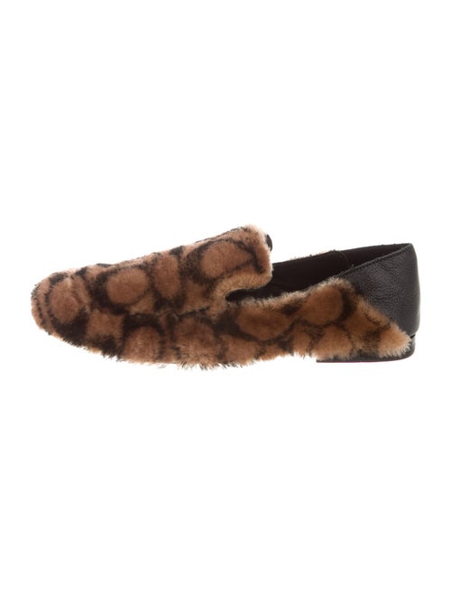 Coach Signature Logo Shearling Slippers Brown