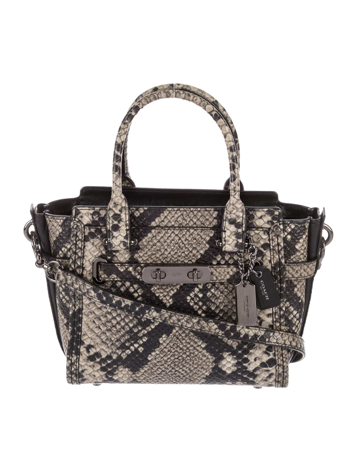 Coach Embossed Leather Top Handle Bag Neutrals Handle Bags, Handbags