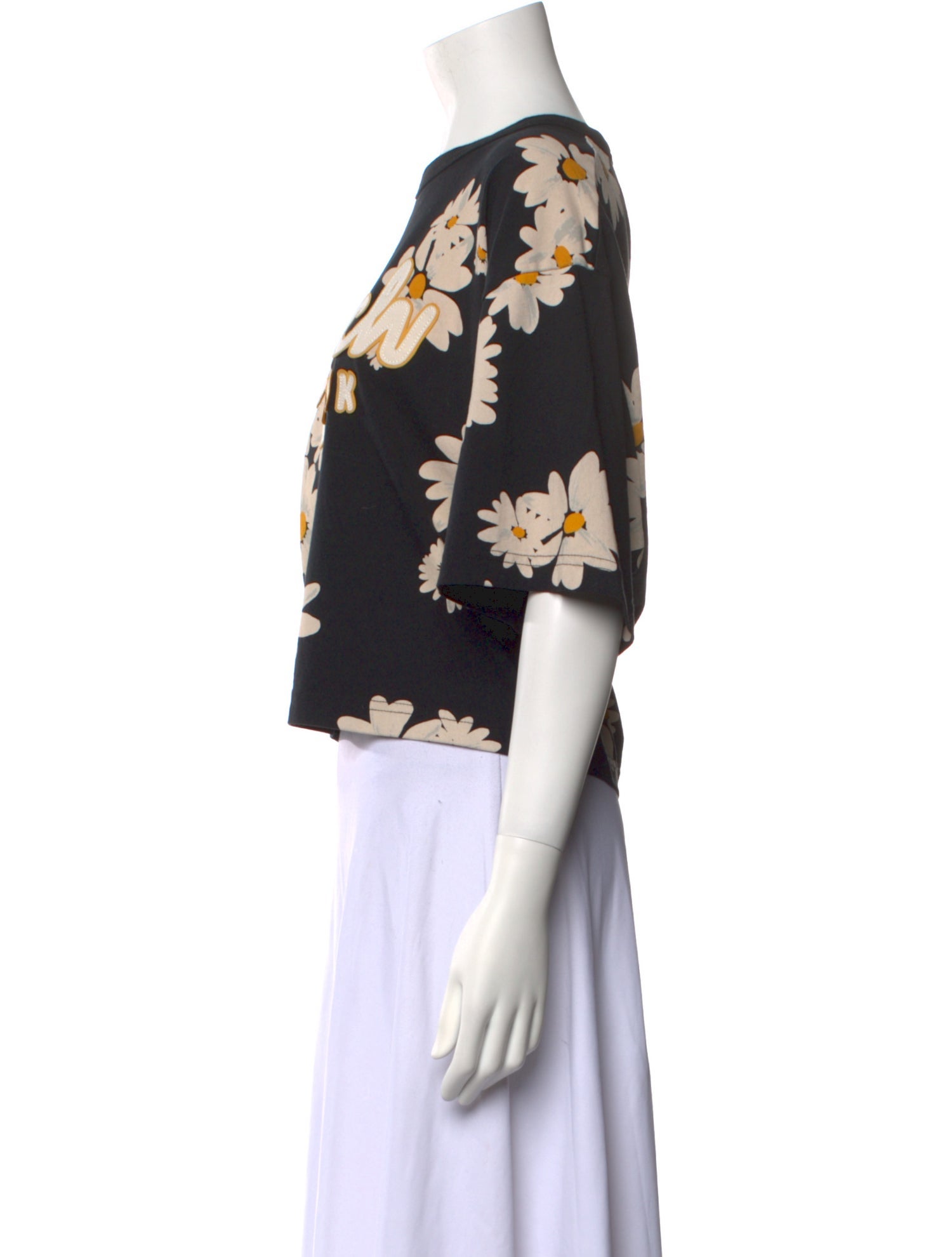 Coach Floral Print Crew Neck Crop Top